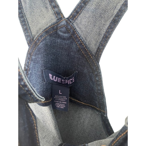 Blue Spice Women's Size Large Denim Button Up Overall Bib Jean Dress - Picture 4 of 8